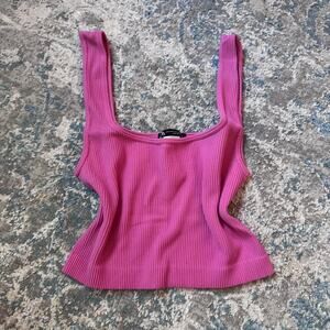 Pink ribbed zara cropped